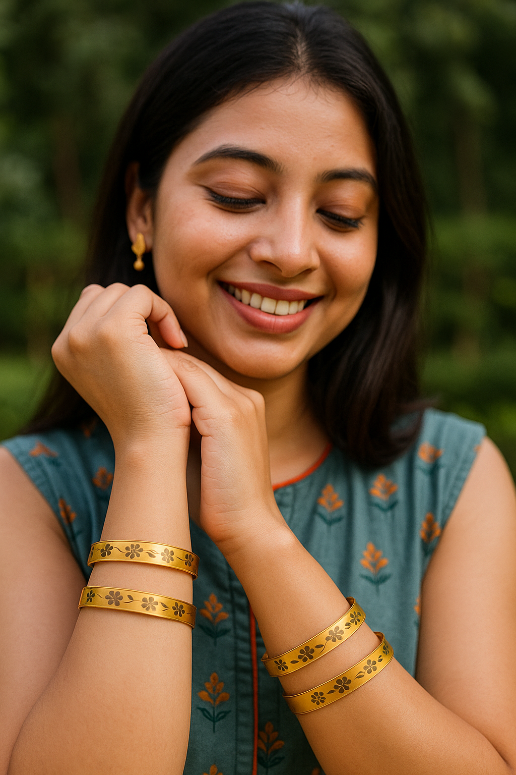 Golden Stylish Floral Delight Bracelet