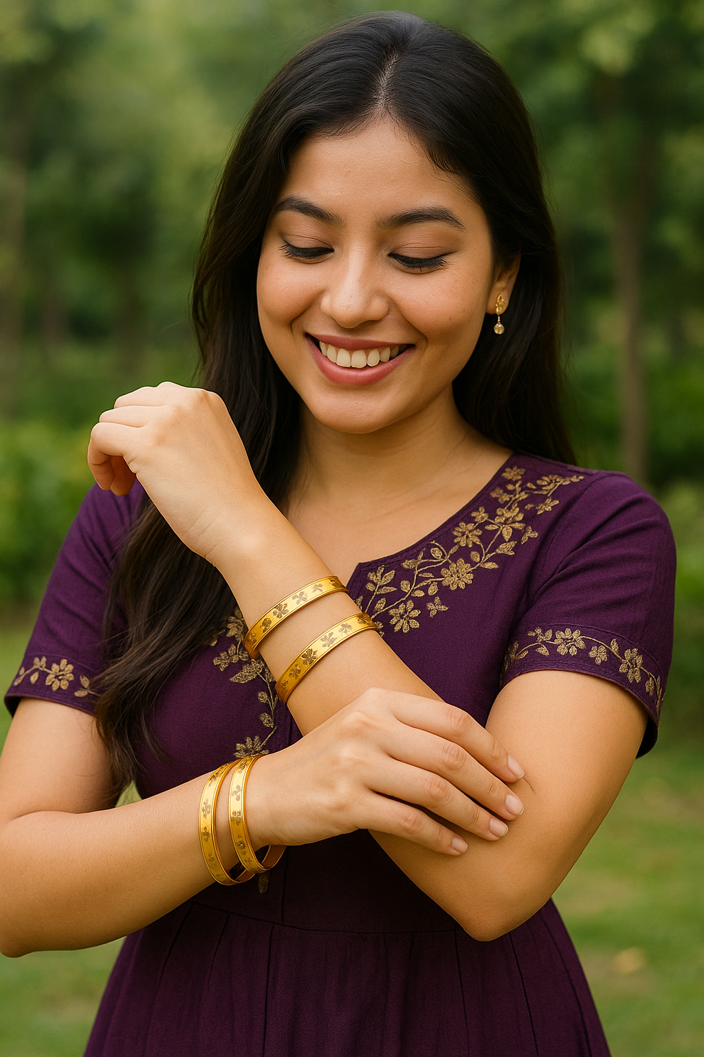 Golden Exquisite Floral Design Bracelet